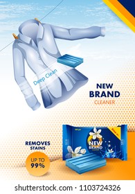 easy to edit vector illustration of advertisement banner of stain and dirt remover laundry detergent for clean and fresh cloth