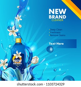 easy to edit vector illustration of advertisement banner of stain and dirt remover liquid laundry detergent for clean and fresh cloth