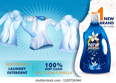 easy to edit vector illustration of advertisement banner of stain and dirt remover liquid laundry detergent for clean and fresh cloth