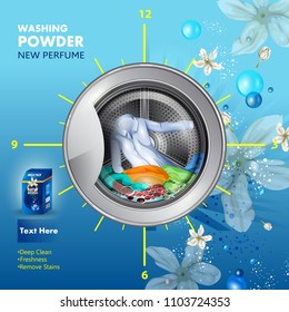 easy to edit vector illustration of advertisement banner of stain and dirt remover powder laundry detergent for clean and fresh cloth