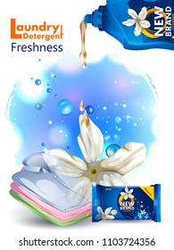 easy to edit vector illustration of advertisement banner of stain and dirt remover liquid laundry detergent for clean and fresh cloth