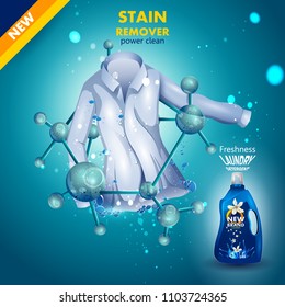 easy to edit vector illustration of advertisement banner of stain and dirt remover liquid laundry detergent for clean and fresh cloth