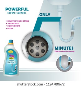 easy to edit vector illustration of Advertisement banner of block and dirt remover Drain Cleaner