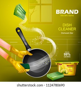 easy to edit vector illustration of Advertisement banner of tough stain remover Dishwasher for clean and fresh utensil