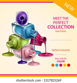 easy to edit vector illustration of advertisement promotion banner for trendy colorful Nail Polish fashion