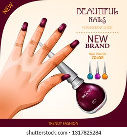 easy to edit vector illustration of advertisement promotion banner for trendy colorful Nail Polish fashion