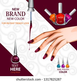 easy to edit vector illustration of advertisement promotion banner for trendy colorful Nail Polish fashion