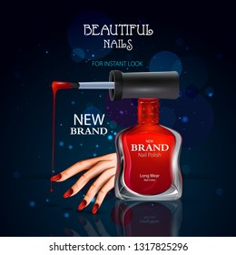 easy to edit vector illustration of advertisement promotion banner for trendy colorful Nail Polish fashion