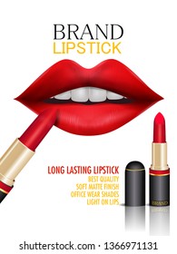 easy to edit vector illustration of Advertisement promotion banner for trendy colorful brand Lipstick fashion
