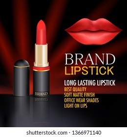 easy to edit vector illustration of Advertisement promotion banner for trendy colorful brand Lipstick fashion