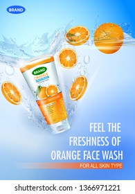 easy to edit vector illustration of Advertisement promotion banner for cool and refreshing foaming face wash