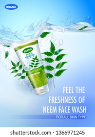 easy to edit vector illustration of Advertisement promotion banner for cool and refreshing foaming face wash