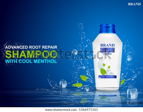 easy to edit\
vector illustration of Advertisement promotion banner for Menthol\
Shampoo for dry and damaged\
hair