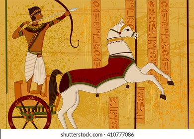 easy to edit vector illustration of antique Egyptian papyrus and hieroglyph background