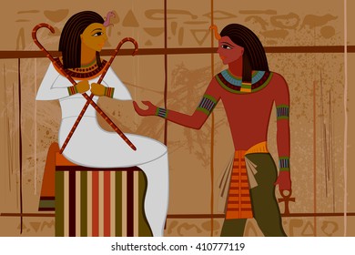 easy to edit vector illustration of antique Egyptian papyrus and hieroglyph background