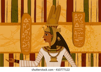 easy to edit vector illustration of antique Egyptian papyrus and hieroglyph background
