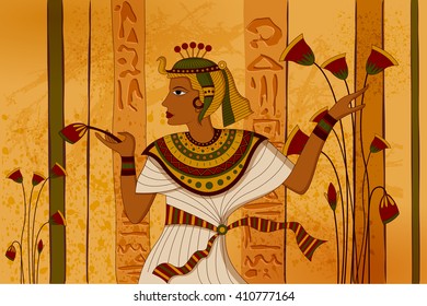 easy to edit vector illustration of antique Egyptian papyrus and hieroglyph background