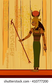 easy to edit vector illustration of antique Egyptian papyrus and hieroglyph background