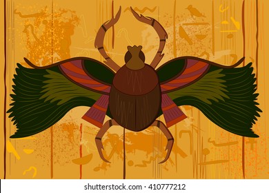 easy to edit vector illustration of antique Egyptian papyrus and hieroglyph background