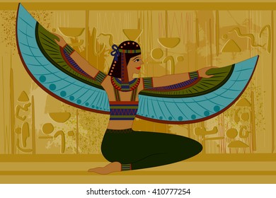 easy to edit vector illustration of antique Egyptian papyrus and hieroglyph background