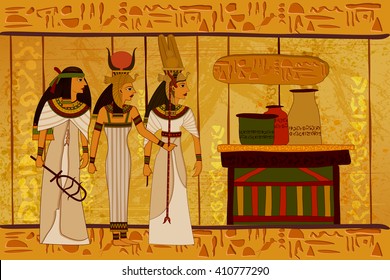 easy to edit vector illustration of antique Egyptian papyrus and hieroglyph background