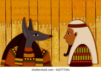 easy to edit vector illustration of antique Egyptian papyrus and hieroglyph background