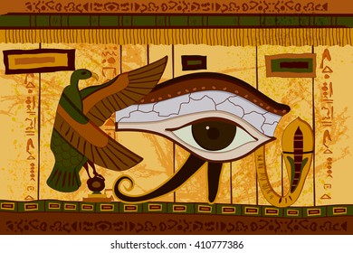 easy to edit vector illustration of antique Egyptian papyrus and hieroglyph background