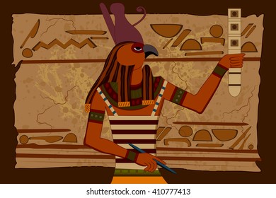 easy to edit vector illustration of antique Egyptian papyrus and hieroglyph background