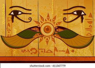 easy to edit vector illustration of antique Egyptian papyrus and hieroglyph background