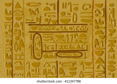 easy to edit vector illustration of antique Egyptian papyrus and hieroglyph background