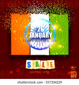 easy to edit vector illustration of Ashoka Chakra on Happy Republic Day of India Sale background