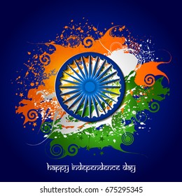 easy to edit vector illustration of Ashoka Chakra on Happy Independence Day of India background
