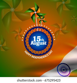 easy to edit vector illustration of Ashoka Chakra on Happy Independence Day of India background
