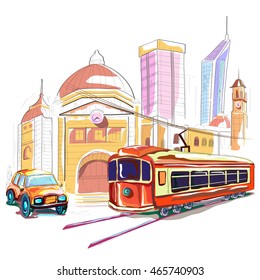 easy to edit vector illustration of Australia cityscape