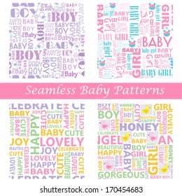 easy to edit vector illustration of baby seamless typography pattern