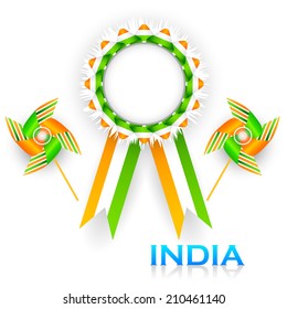 easy to edit vector illustration of badge for India tricolor flag