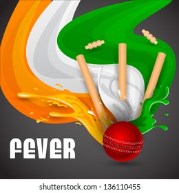 easy to edit vector illustration of ball and stumps for cricket design