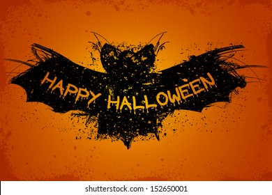 easy to edit vector illustration of bat flying in Halloween background