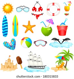 easy to edit vector illustration of Beach Icon Set