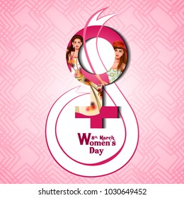 easy to edit vector illustration of beautiful woman for Happy International Women's Day greetings Background