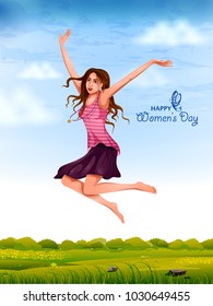 easy to edit vector illustration of beautiful woman for Happy International Women's Day greetings Background