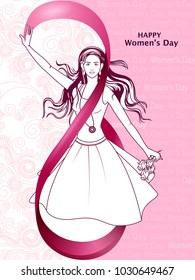 easy to edit vector illustration of beautiful woman for Happy International Women's Day greetings Background