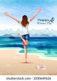 easy to edit vector illustration of beautiful woman for Happy International Women's Day greetings Background