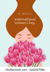 easy to edit vector illustration of beautiful woman for Happy International Women's Day greetings Background
