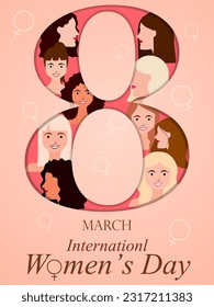 easy to edit vector illustration of beautiful woman for Happy International Women's Day greetings Background