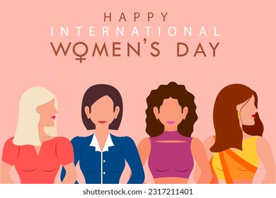 easy to edit vector illustration of beautiful woman for Happy International Women's Day greetings Background