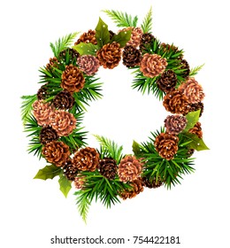 easy to edit vector illustration of beautiful wreath decoration for Happy New Year and Merry Christmas greeting