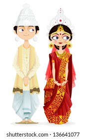 easy to edit vector illustration of Bengali wedding couple