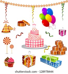 easy to edit vector illustration of birthday object