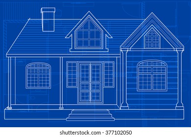 easy to edit vector illustration of blueprint of building